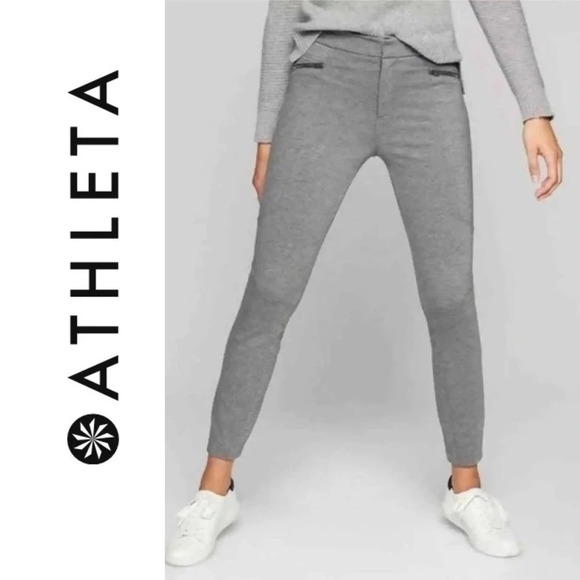 Athleta | Ponte Moto 2.0 Travel Pants Snap Button Zip Stretch Zip Pockets - Picture 1 of 8